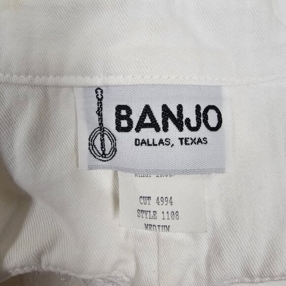 80s - 90s Banjo white heart cutout back button down shirt . medium . Made in USA - Picture 10 of 10